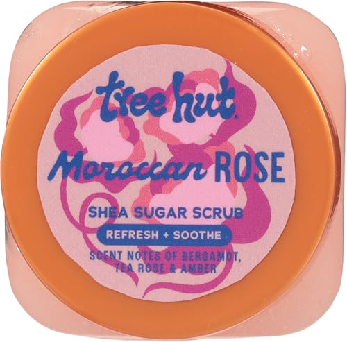 Image of Tree Hut Mini Moroccan Rose Body Scrub, Exfoliating & Hydrating Sugar Scrub with Shea Butter, Smooth Skin, Body Exfoliator For All Skin Types, Self Care Gifts for Women, Vegan, Travel Size, 3.4 oz
