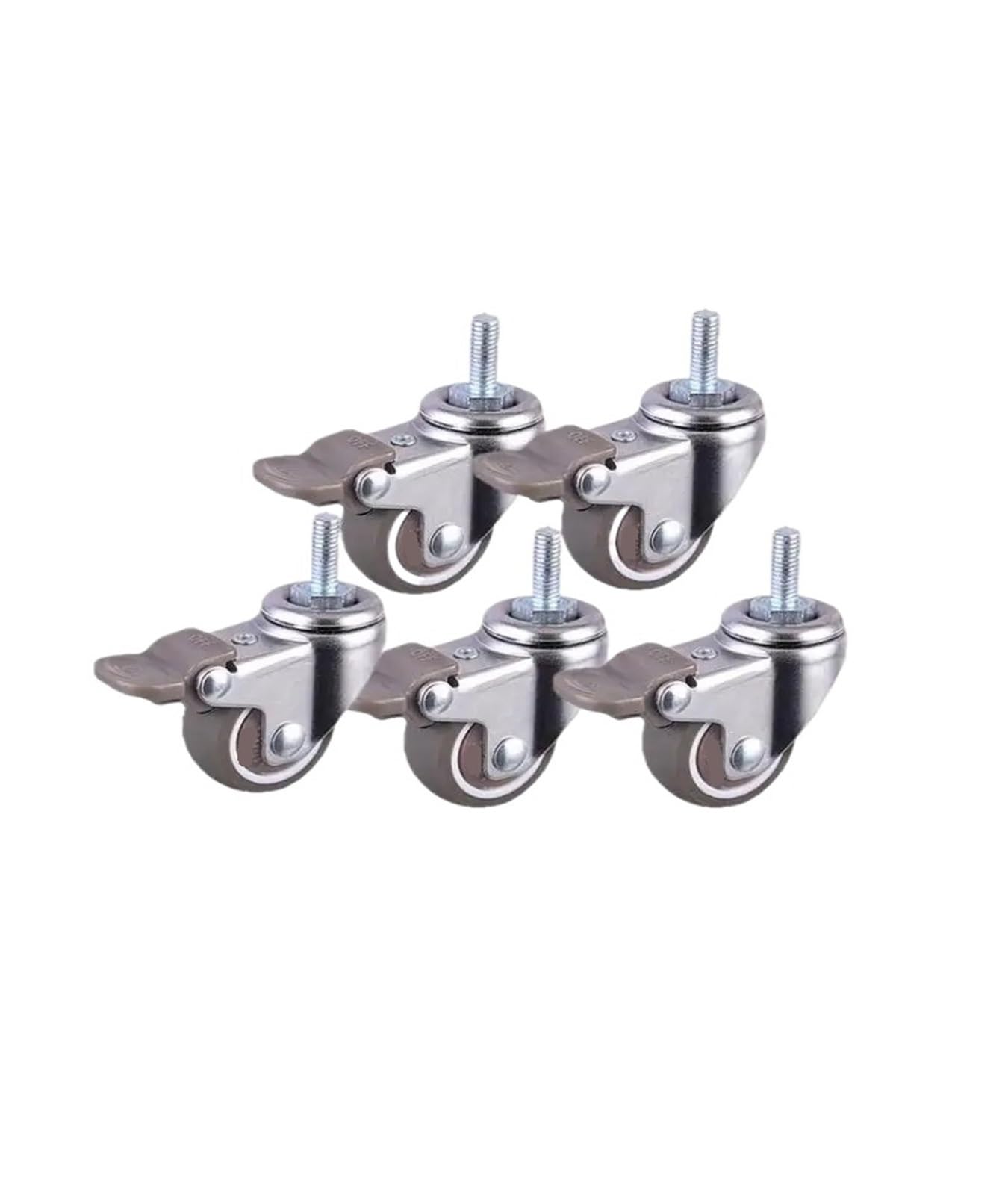 MXXDMOPD 5 Pieces/Batch casters 1. inch M8 Screw Swivel Caster with Brake Silent Light TPE Furniture
