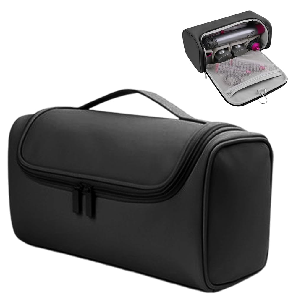 Borsa da viaggio per Dyson Airwrap Styler e Shark, custodia portatile per Dyson Supersonic e accessori, borsa per asciugacapelli con ganci per strumenti di modellazione e accessori (nero)