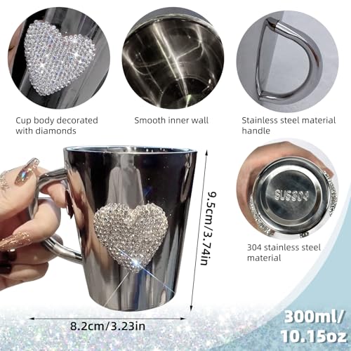 Taza de acero inoxidable con forma de corazón y cristales miniatura 4