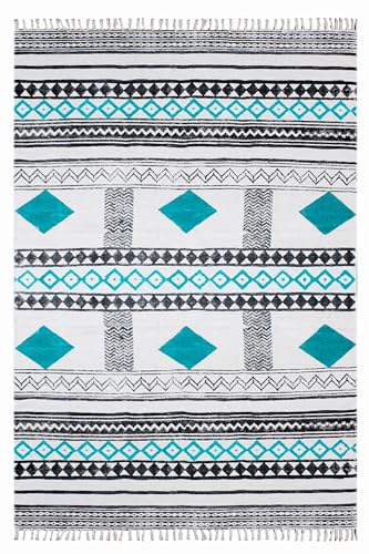 Tapis d'intérieur et d'extérieur plat dhurrie coton 2,1 m - 2