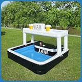 US Stock Party Ready Inflatable Pool Bar for Adults 13 ft Heavy-Duty PVC Backyard Pub with BAR Sign, Poolside Blow Up Bar for Outdoor Parties & Events