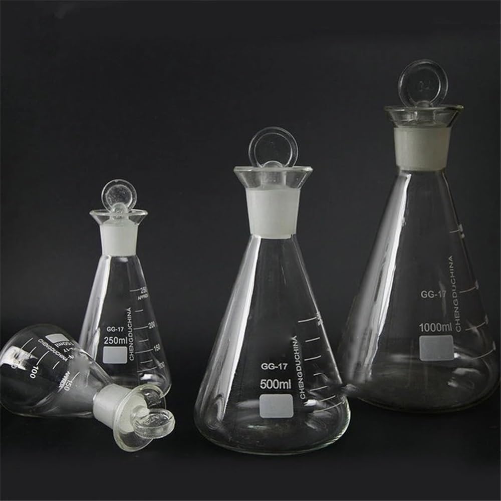 Vetreria da laboratorio 1 pz 50 ml a 1000 ml beuta di vetro beuta conica calibro standard GG-17 bottiglia di misurazione in VETRO(1000ml)
