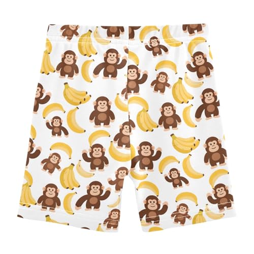 Orangutan Banana Pattern Girls Shorts Elastic Waist Sports Shorts Girls Leggings Pants for 4-10 Years2