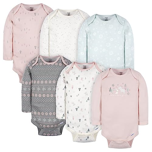 Gerber Baby Girl's 6-Pack Long-Sleeve Onesies Bodysuits, Home