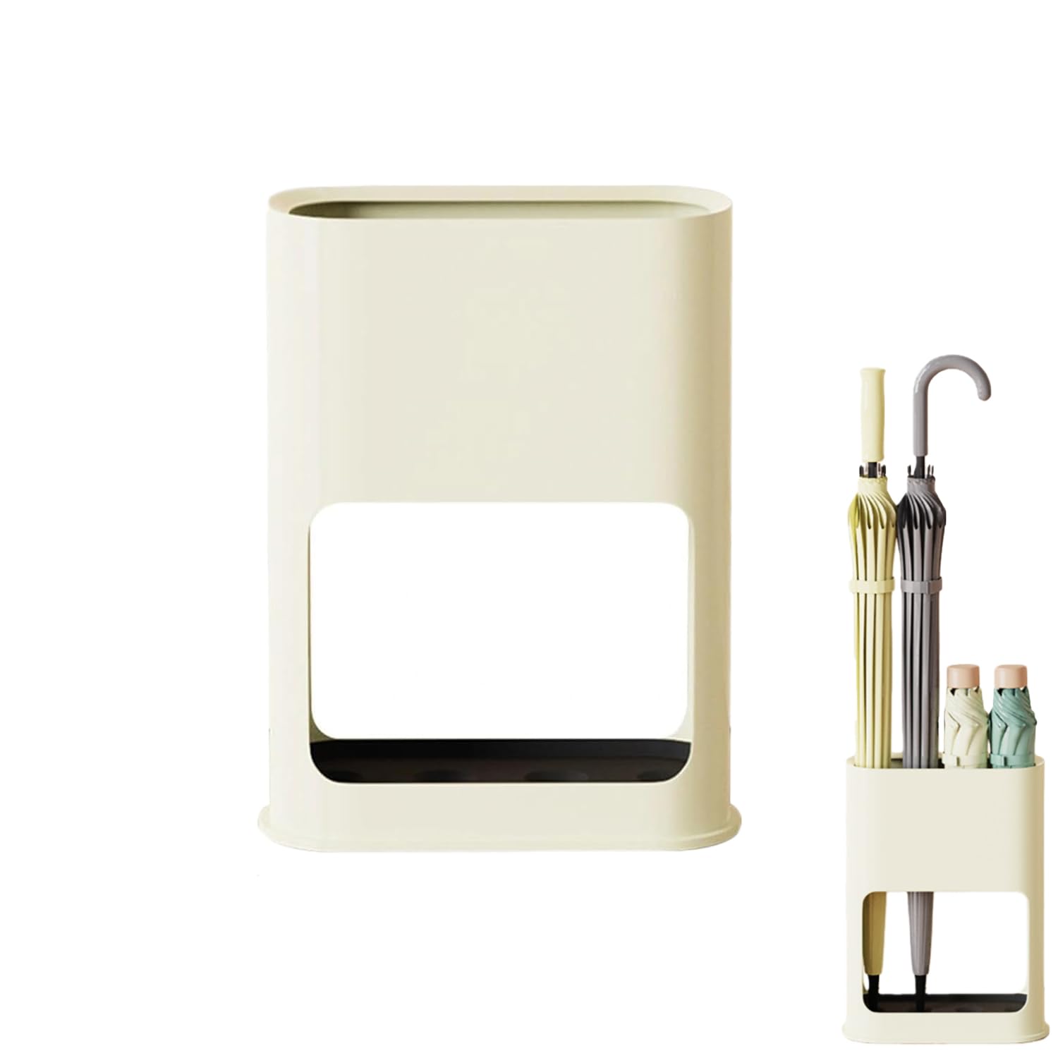 Verve Jelly Umbrella Stand Holder, Plastic Umbrella Rack with Removable Drip Tray for Entryway Home Office Decor