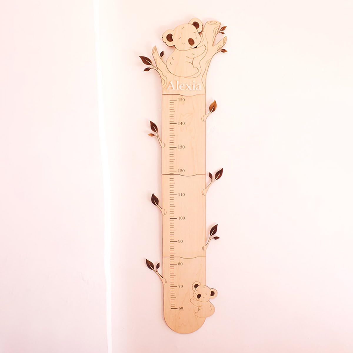 Medidor Koala Infantil Personalizado – Medidor Infantil Pared Madera con Nombre – Regla de Crecimiento para Bebés y Niños – Decoración Habitación Infantil Montessori