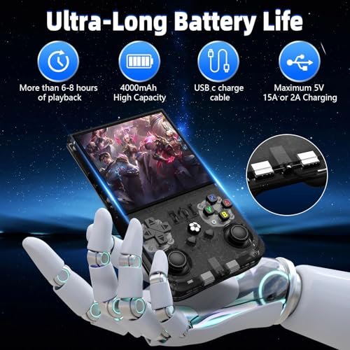 R36MAX Retro Handheld Game Console, 18000+ HD Games Mini Retro Video Console, 4.0 Inch IPS Screen, 64GB Memory, Portable Arcade Video Gaming Console Gift for Adults, Black - Image 5
