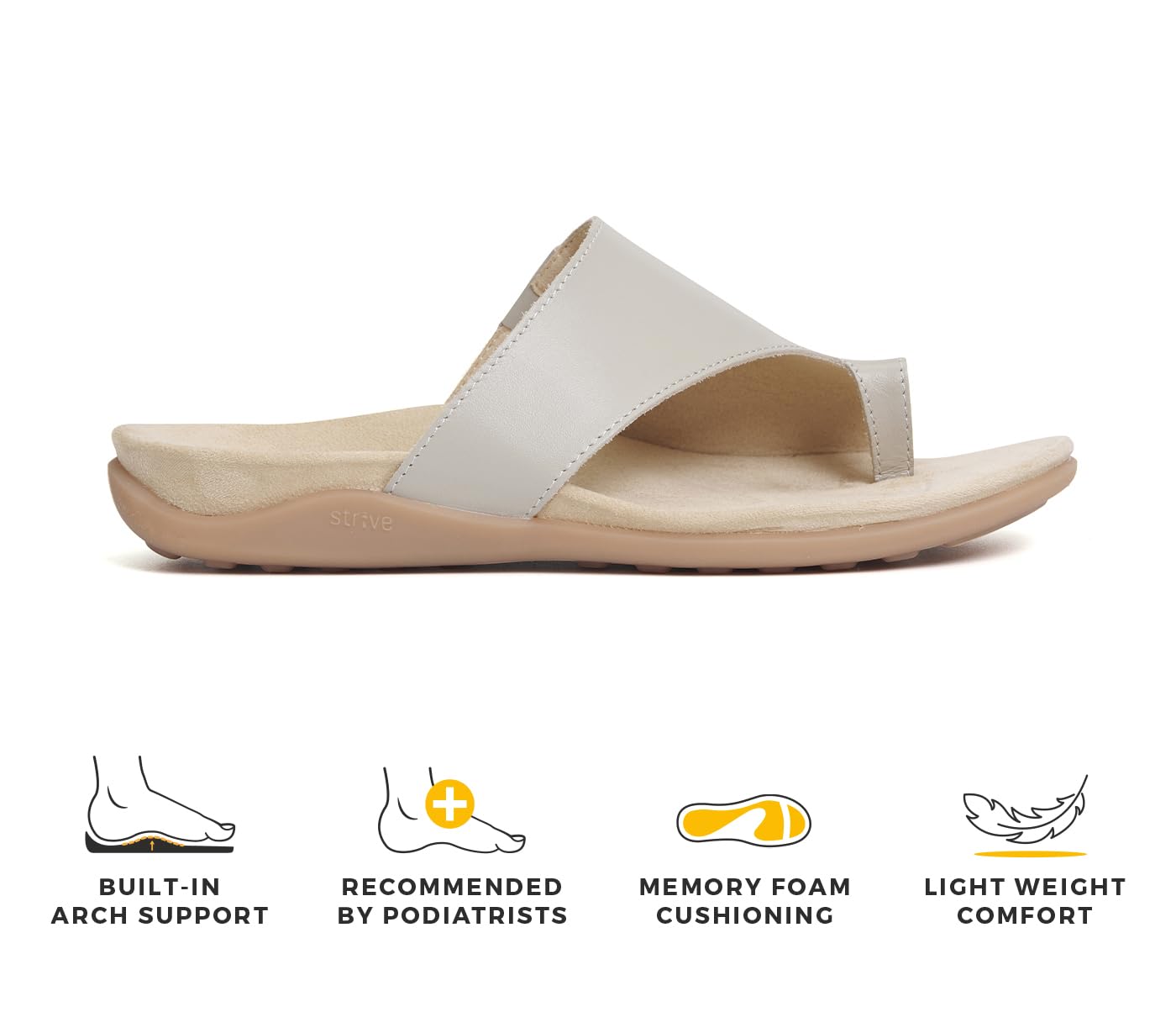Strive Capri 4 - Sandali ortopedici da donna con supporto per arco plantare, in pelle, per fascite plantare, alluce valgo, piedi piatti, piedi gonfi e podologi