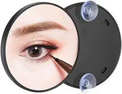 Espelho de Aumento 10x para Maquiagem e Barbear com Ventosas para fixação (Preto)
