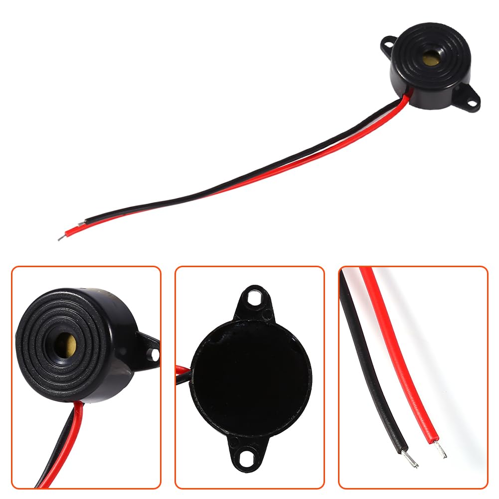 Buzzer Elettronico, Allarme Elettronico Diffusore di Suoni Continuo Altoparlante a Beep elettrico con Cavo Alto Decibel Alimentazione DC 12V Tono Forte Attivo Sirena Piezo Integrazione
