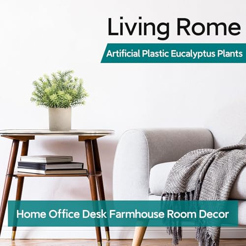 Der Rose 3 Pack Mini Potted Fake Plants Artificial Plastic Eucalyptus Plants Topiaries for Home Office Desk Farmhouse Shelf Room Bathroom Decor(Sage Green) - Image 5
