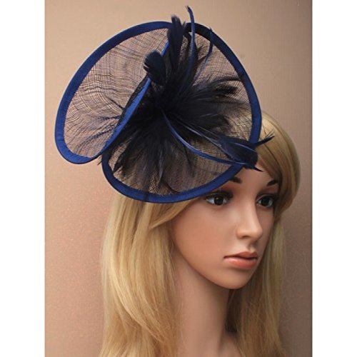 Bibi en tissu sinamay bleu marine idéal pour mariages et cérémonies