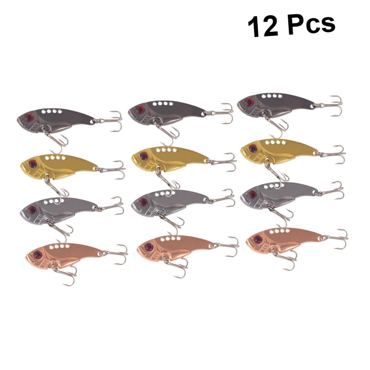 Kisangel 24pièces Leurres Métalliques pour Eau Douce Appâts Durs Noir Or Et Rose De Chaque Couleur