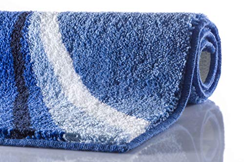 Grund Bath Mat, Ultra Soft and Absorbent, Anti Slip, 5 Years Warranty, LUCA, Wc Mat with Cut-Out 50x60 cm, Blue