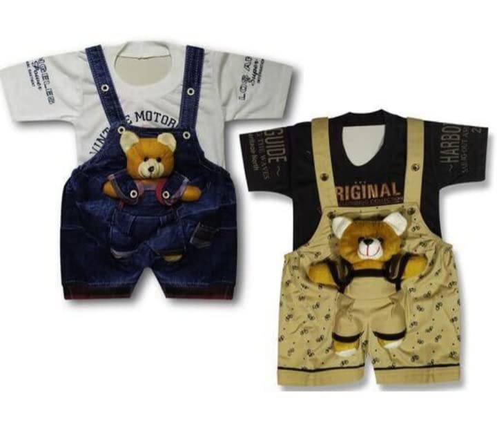 Buy RSE Baby boy & Baby Girl Teddy Bear Dungaree Set with Tshirt 01