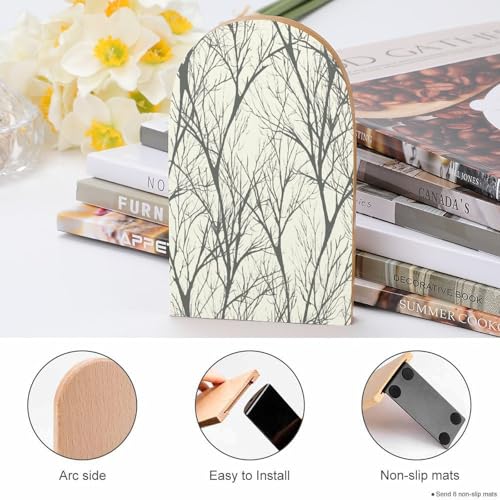 Sujetalibros de madera moderno universal económico con silueta calada decorativa para estantes 5
