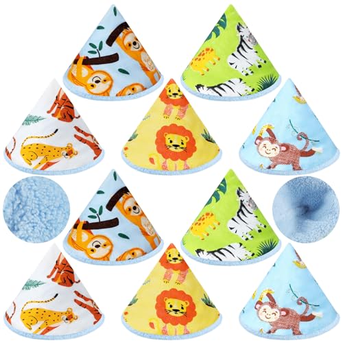 Image of Timgle 10 Pcs Coral Velvet Pee Covers Baby Boy, Strong Water Absorption Pee Shield for Baby Boy, Reusable Diaper Changing Accessory for Boys Newborn Gift(Jungle Animals)