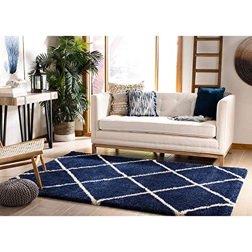 Image of Shaggy Super Soft Carpet for Home & Living Room Size - 8 X 11 Ft (Navy)