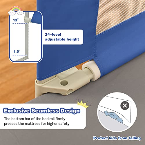 Baby Joy Bed Rail For Toddlers, 69’’ Extra Long, Height Adjustable & Foldable Baby Bed Rail Guard W/Storage Pocket & Double Safety Child Lock For Kids Twin Double Full Size Queen King Mattress (Blue) #TOP4