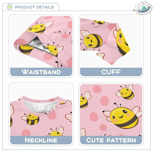 JUNZAN Cartoon Cute Bees Pink Big Girls Sweatshirt Hoodie Long Sleeve Tops Clothing Shirts Athletic 4T3
