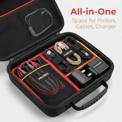 Image of Naroote Oscilloscope Storage Bag, Oscilloscope Protective Case, Portable Black Nylon Oxford Cloth and EVA Material for DS203, DS211, DS212, DS213, LA104