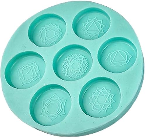 Molde de resina epoxi Molde de silicona redondo de siete chakras, herramientas de manualidades, moldes de resina de silicona