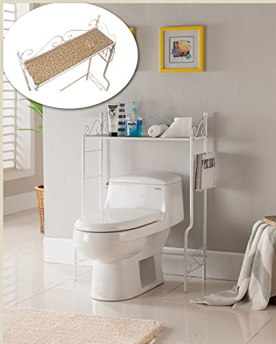KB Designs - Metal Over The Toilet Rack, Bathroom Space Saver Shelf, White