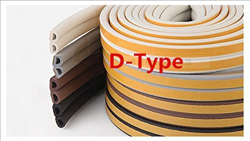 Image of Stick&Seal D Shaped, Self-Adhesive EPDM Doors and Windows Seal Strip Soundproofing Collision Avoidance Rubber Weatherstrip 6 Meter (2 x 3 M = 6 Meter) (2 Packs, White)