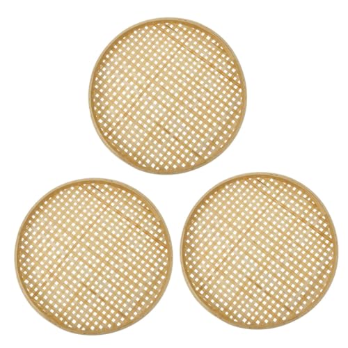 INOOMP Cesta De Bambú Tejida Tradicional China 18 Cm Bajo Tamaño Material Natural De Bambú Seguro Para Almacenar Frutas y Aperitivos Cocina Juego De 3 Piezas