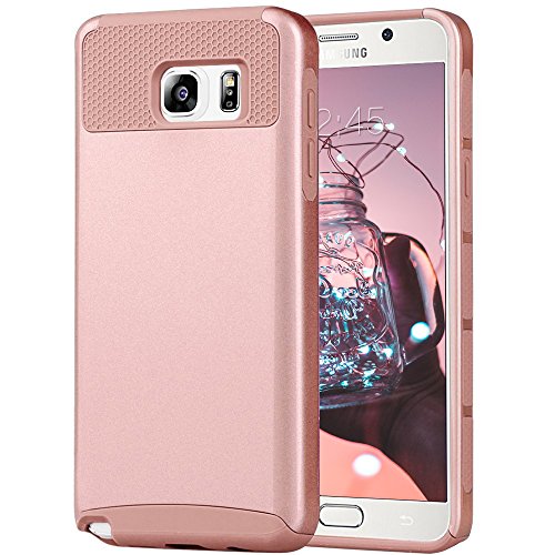 BENTOBEN Note 5 Case, Galaxy Note 5 Case, Samsung Galaxy Note 5 Case Slim Fit Dual Layer Shock Absorbing Protective Hybrid Hard PC TPU Rubber Bumper Case Cover for Samsung Galaxy Note 5 Rose Gold