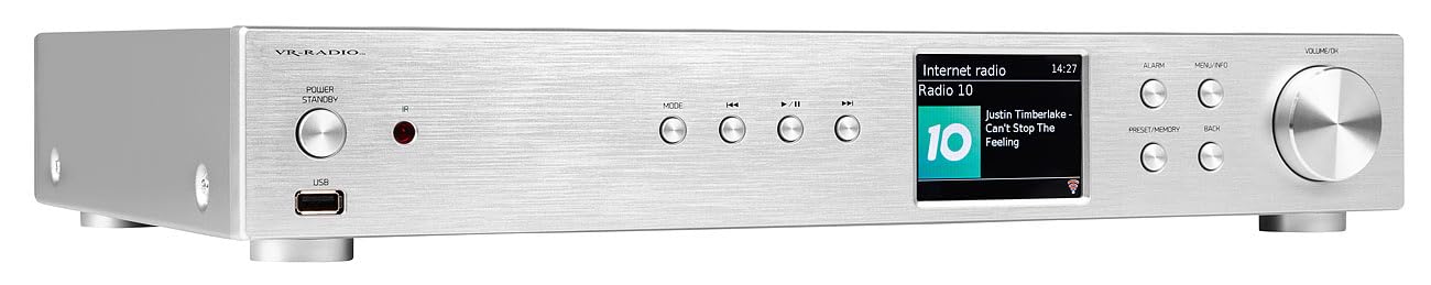 VR-Radio Internet Tuner: Digitaler WLAN-HiFi-Tuner, Internetradio, DAB+, Bluetooth, Silber (DAB für Stereoanlage, Receiver mit Internetradio, Music)