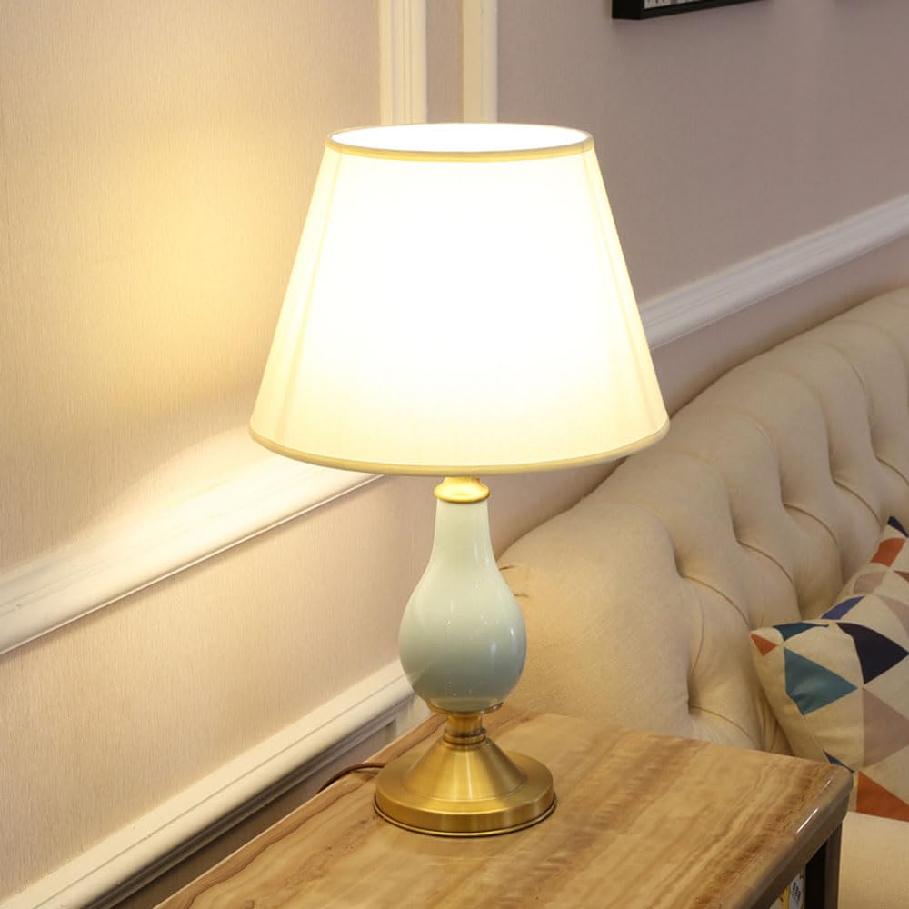 asdchZen 23.6" Ceramic Table Lamp Classic Cottage Bedside Desk Nightstand Lamp For Bedroom Living Room Office College Bookcase,Bulb Not Included-A,A