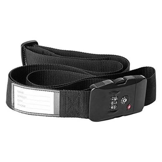 TSA sicurezza Cinghie per valigie - formato 200cm x 5 cm - 3 con linea combinazione della valigia di corsa Codice di blocco - NERO