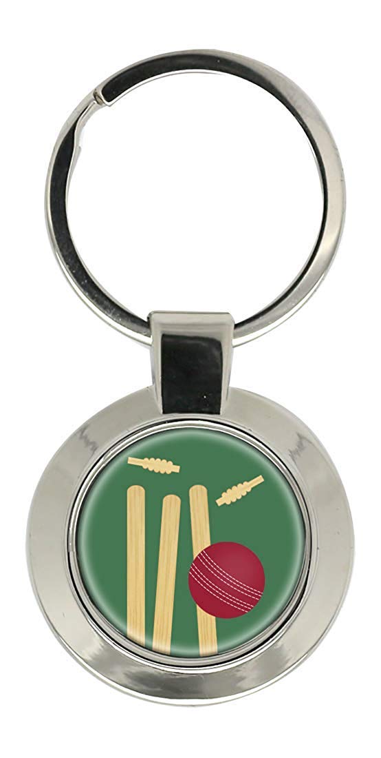 Giftshop Uk Unisex Silver Coloured Metal Bowled (Cricket) Key Ring
