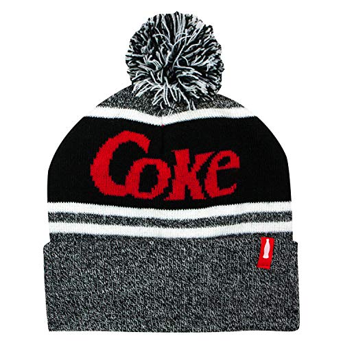 Coke Pom Black and Gray Beanie
