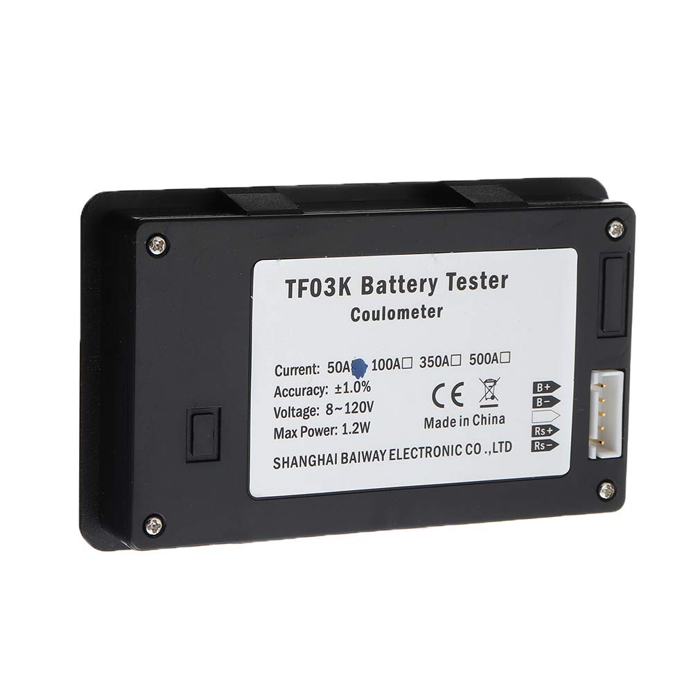 DollaTek Monitor de batería TF03K 50A, Rango de Voltaje de Alarma programable de Alto y bajo Voltaje 10V-120V con Cable Terminal y Cable blindado de 5M