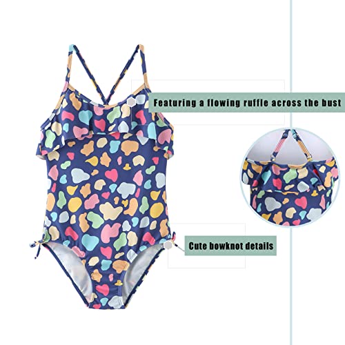 Image of Girls One Piece Swimsuits Ruffle Bathing Suit Kids Hawaiian Floral Swimwear 3-16 Years