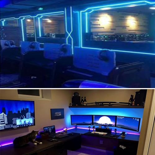 Image of COB Strip Lights,DC12V 16.4ft /5m Super Bright Dimmable 52800LM LED Light Strips, High Density Non-Waterproof 2640 LEDs Ribbon Light, More Evener Lighting Than SMD Strip Lights (Blue)