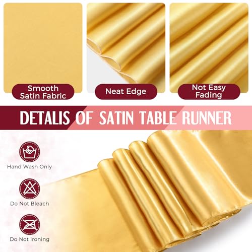 Image of Breling 16 Pack Burgundy and Gold Disposable Plastic Tablecloths and Satin Table Runner Set, 54 x 108 Inch Tablecloth, 12 x 108 Inch Table Runners for Wedding Graduation Birthday Baby Shower