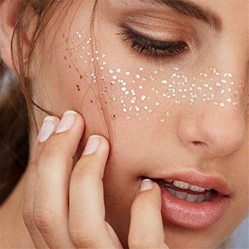 Akoak 1 Pack Disposable Face Tattoo Waterproof Sticker Gold Personality Freckle Lady Face Art Makeup Tool Accessories #TOP1