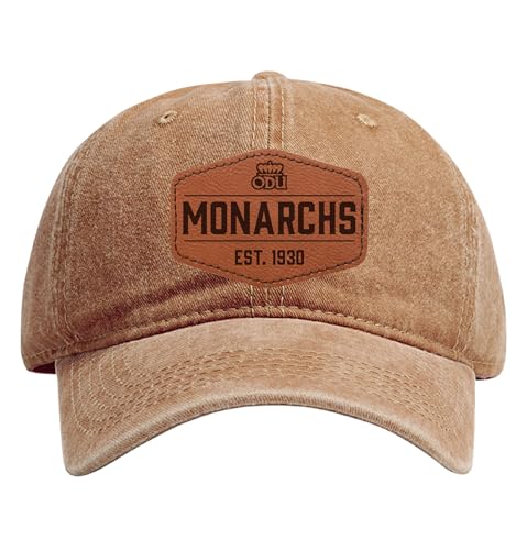 Old Dominion Monarchs Officially Licensed Dad Hat - Unisex Baseball Cap with Hexagon Engraved Leather Patch Coffee