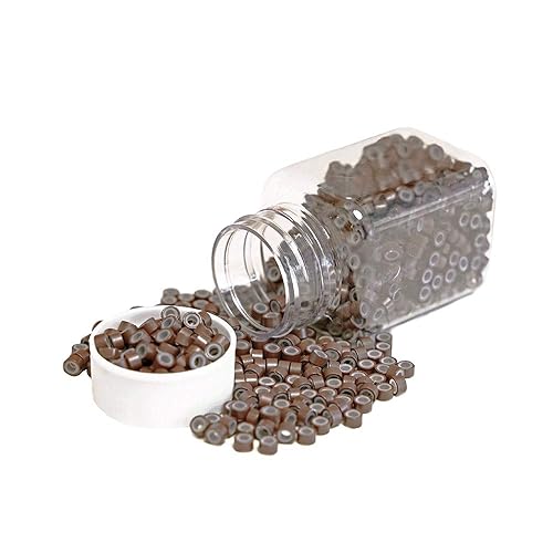 Miniatura 4 de 1000 anillos de microeslabones de silicona de alta calidad, cuentas forradas de 0.197 in para extensiones de cabello con punta I (1000 unidades,