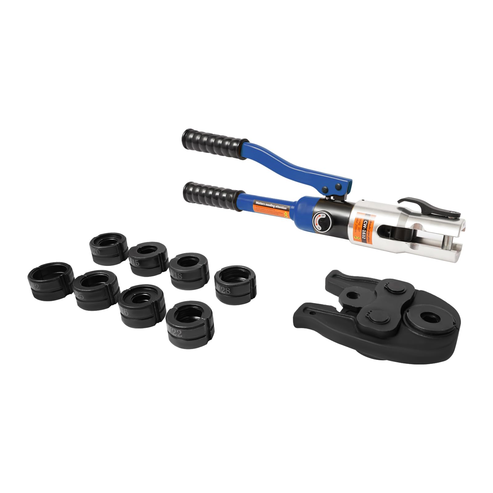 Pinza crimpatrice professionale per profilo a V e profilo a U, pinza crimpatrice idraulica, testa girevole a 360°, U16 U20 U25 U32 e V12 V15 V18 V22 V28, per tubi in rame e connessioni
