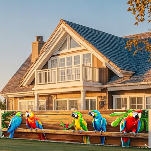Image of Nuxovilar Tropical Yard Luau Party Decorations Parrot Flowers 78.7 inchx17.7 inch | Welcome Sign Lawn Poster Parrot Flower Decor Tropical Party Backdrop Garden Lawn Yard (Tropical Parrot)