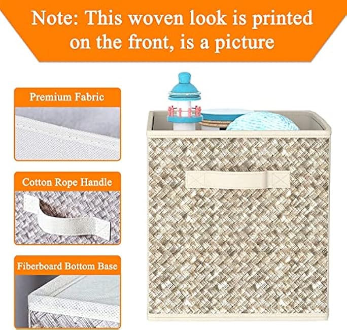 Wisdom Star 6 Pack Fabric Storage Cubes with Handle, Foldable 13x13x15 Inch Cube Storage Bins, Storage Baskets for Shelves, Storage Boxes for Organizing Closet Bins