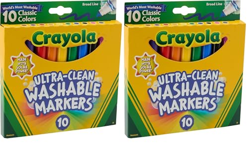 Crayola Ultraclean Broadline Classic Washable Markers (10 Count), (Pack of...