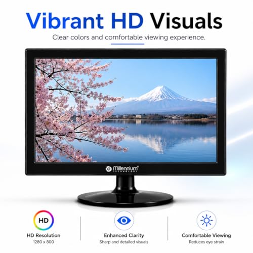 Image of 15.6 Inch HD Led Dispaly Monitor Led Monitor with VGA HDMI Ports | Wall Mountable | 16.7M Colors 5ms Response Time Slim Design (15.6, Inches)