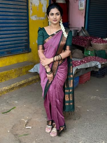 Image of South Cotton Gadwal Saree for Women | Celebrity Inspired Traditional Ethnic Wear | Chettinad & Kalyani Cotton Sarees | Soft Cotton Saree with Blouse Piece