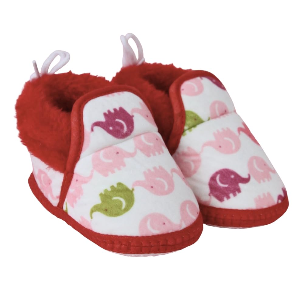 neska moda 6 To 12 Months Baby Unisex White Red Soft Cotton Elephant Printed Lace Booties-BT5252-picture-54